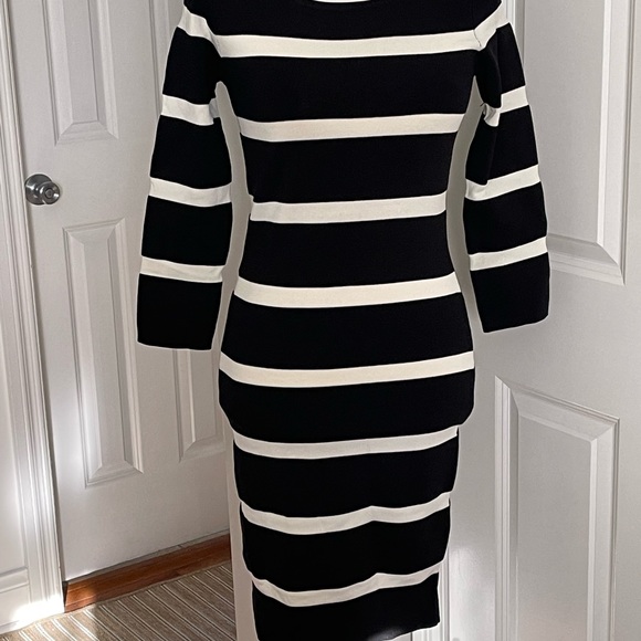 Mango Suit Striped Women White And Black knit Body Dress Size XS - Picture 6 of 16